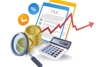 Development of income tax payments flat isometric 3d illustration
