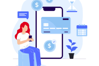 Illustration of a woman working on her finances