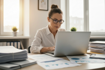 Business owner using bookkeeping software