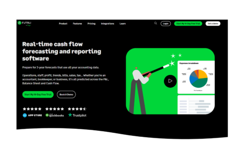 Screenshot of the home page of Futrli by Sage