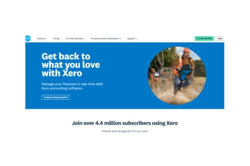 Screenshot of the home page of of Xero