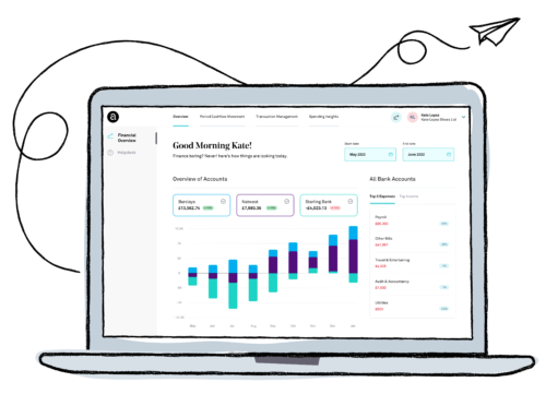 Laptop with Accountancy Cloud Dashboard displaying